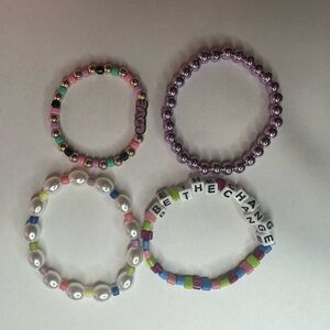 Colorful Beaded Be the Change Bracelet Set
